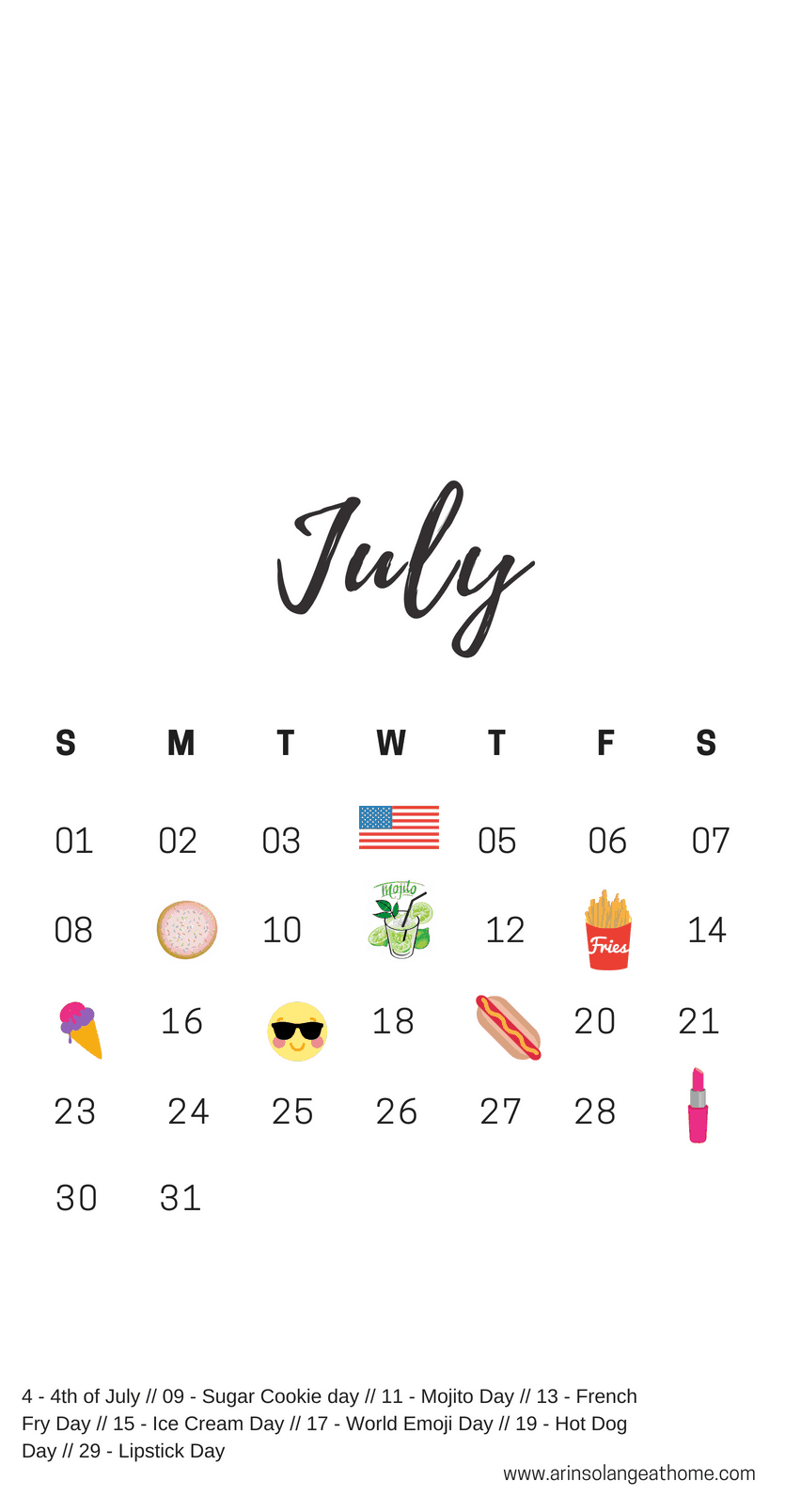 National Calendar Days July 2025