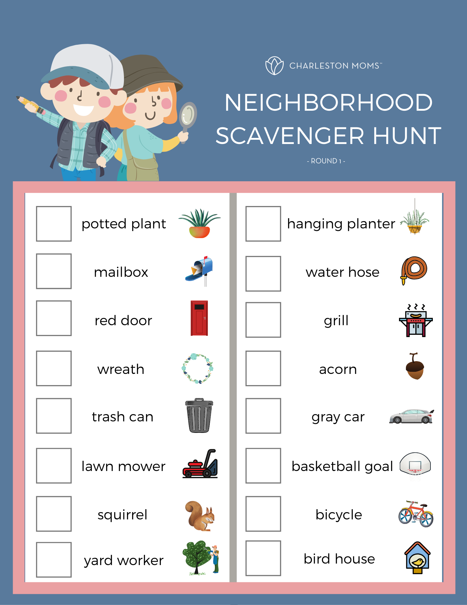 Neighborhood Scavenger Hunt FREE Printables 
