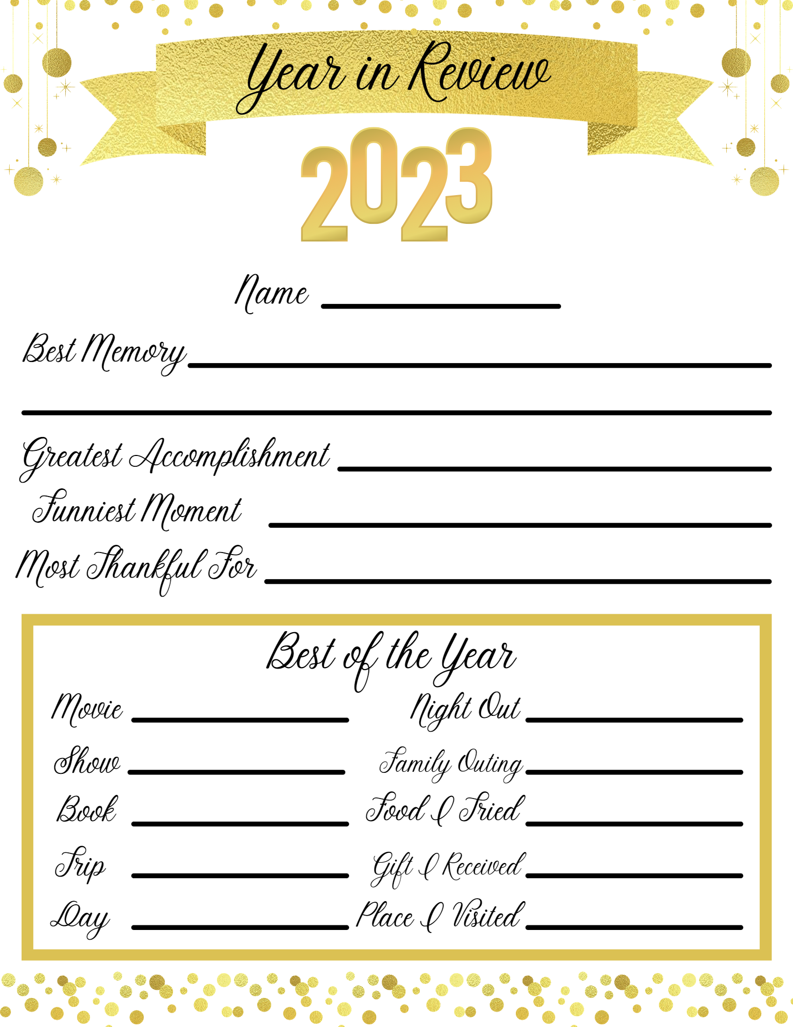 New Year s Free Printables Year In Review U0026 Resolutions Pages 