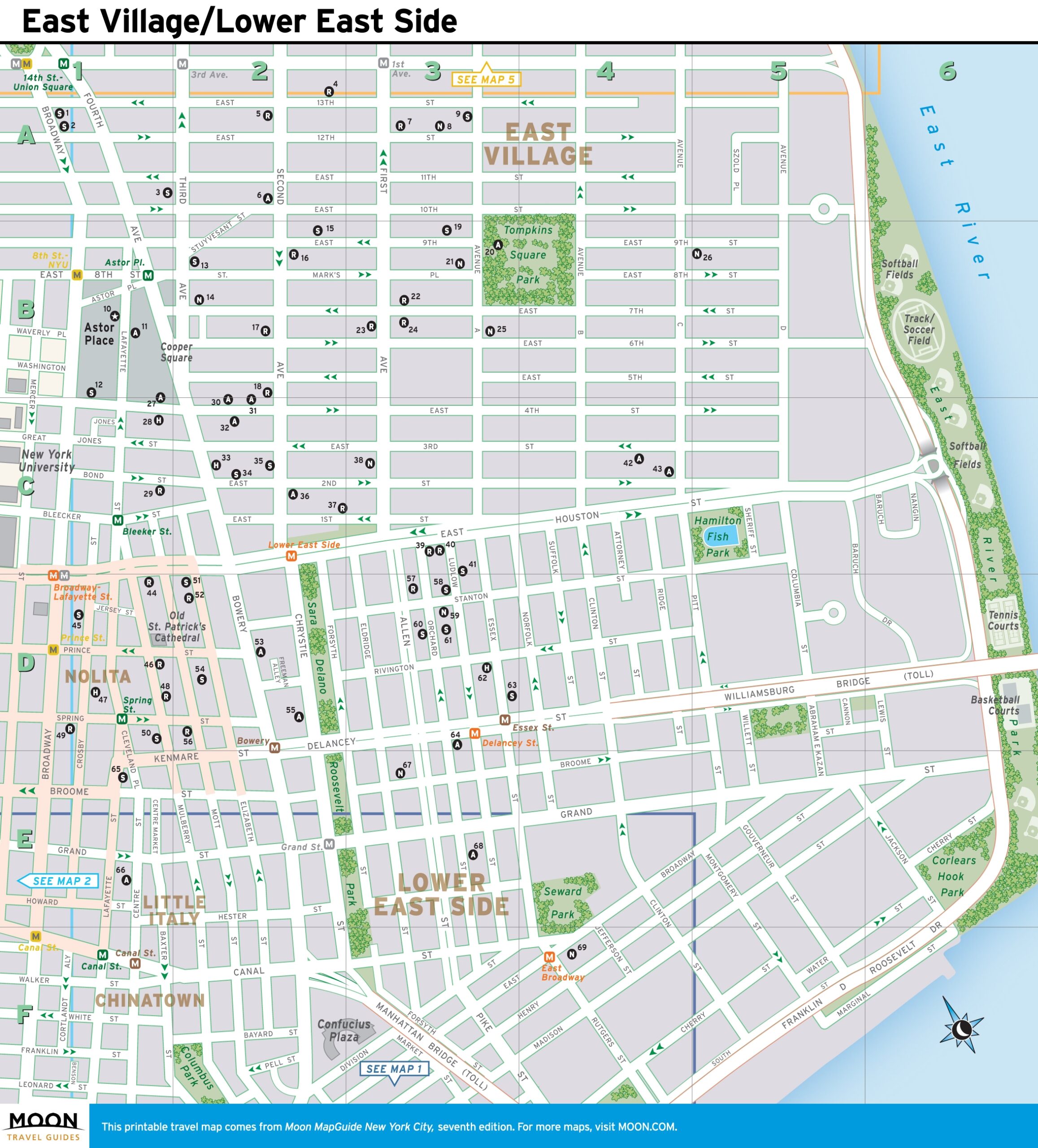 New York City Map East Village And The Lower East Side Moon Travel Guides