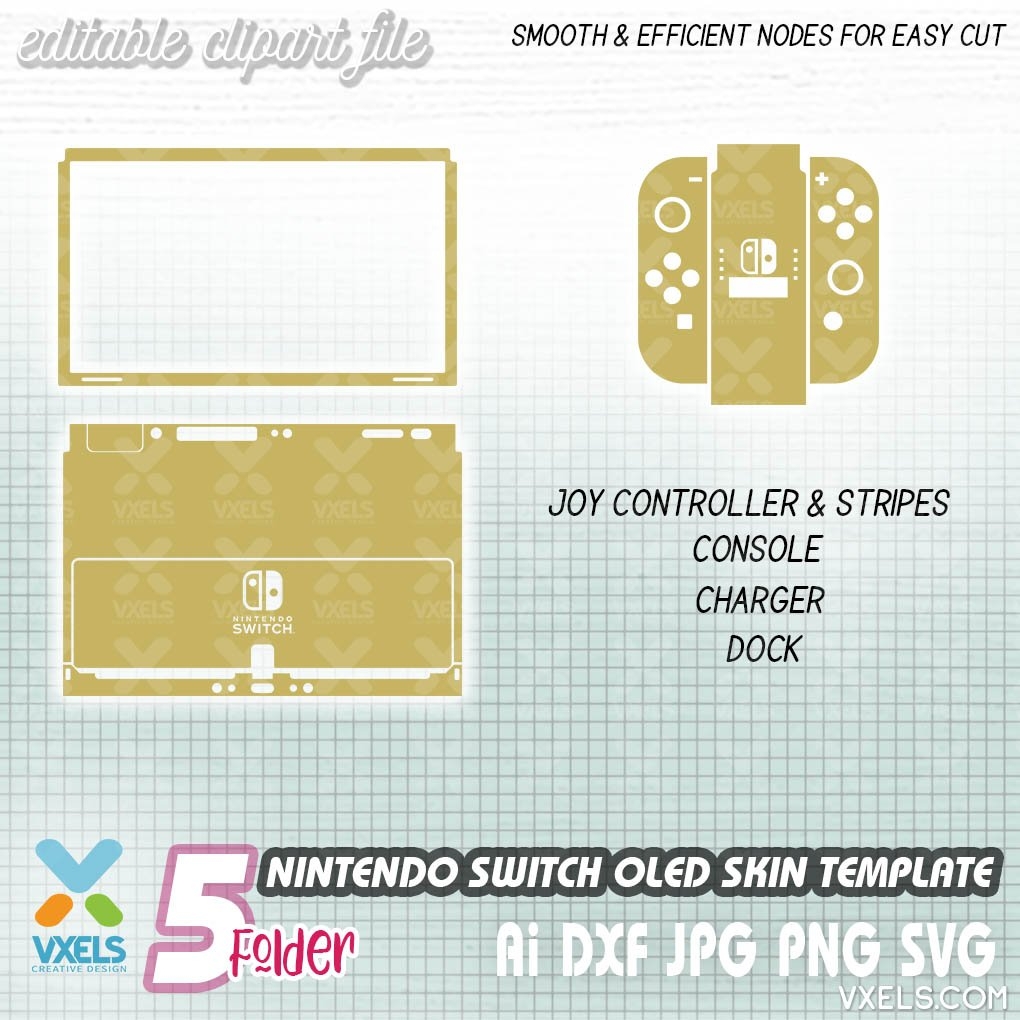 Nintendo Switch OLED Skin Template SVG Cut File Full Wrap Template