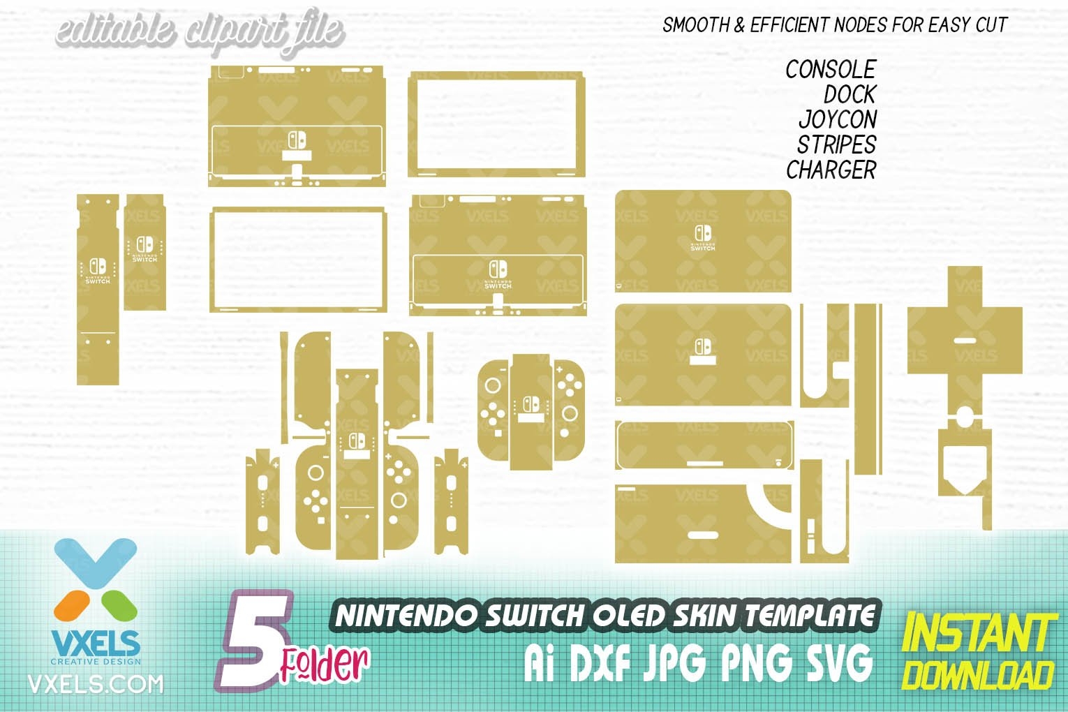 Nintendo Switch OLED Skin Template SVG Cut File Full Wrap Template