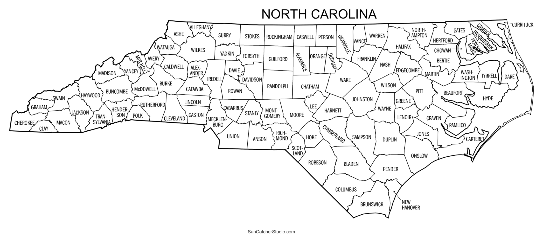 North Carolina County Map Printable State Map With County Lines North Carolina County Map Printable State Map With County Lines