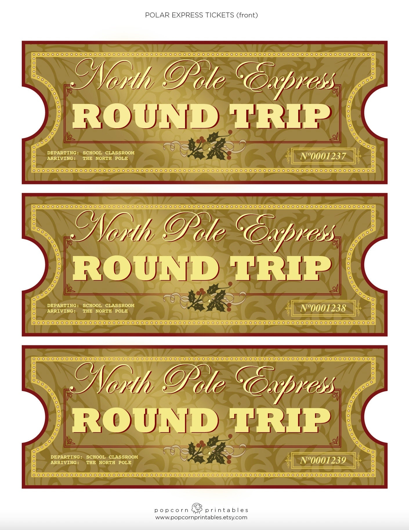 North Pole Express Tickets FULLY Editable Instant Download PDF Worksheets Library