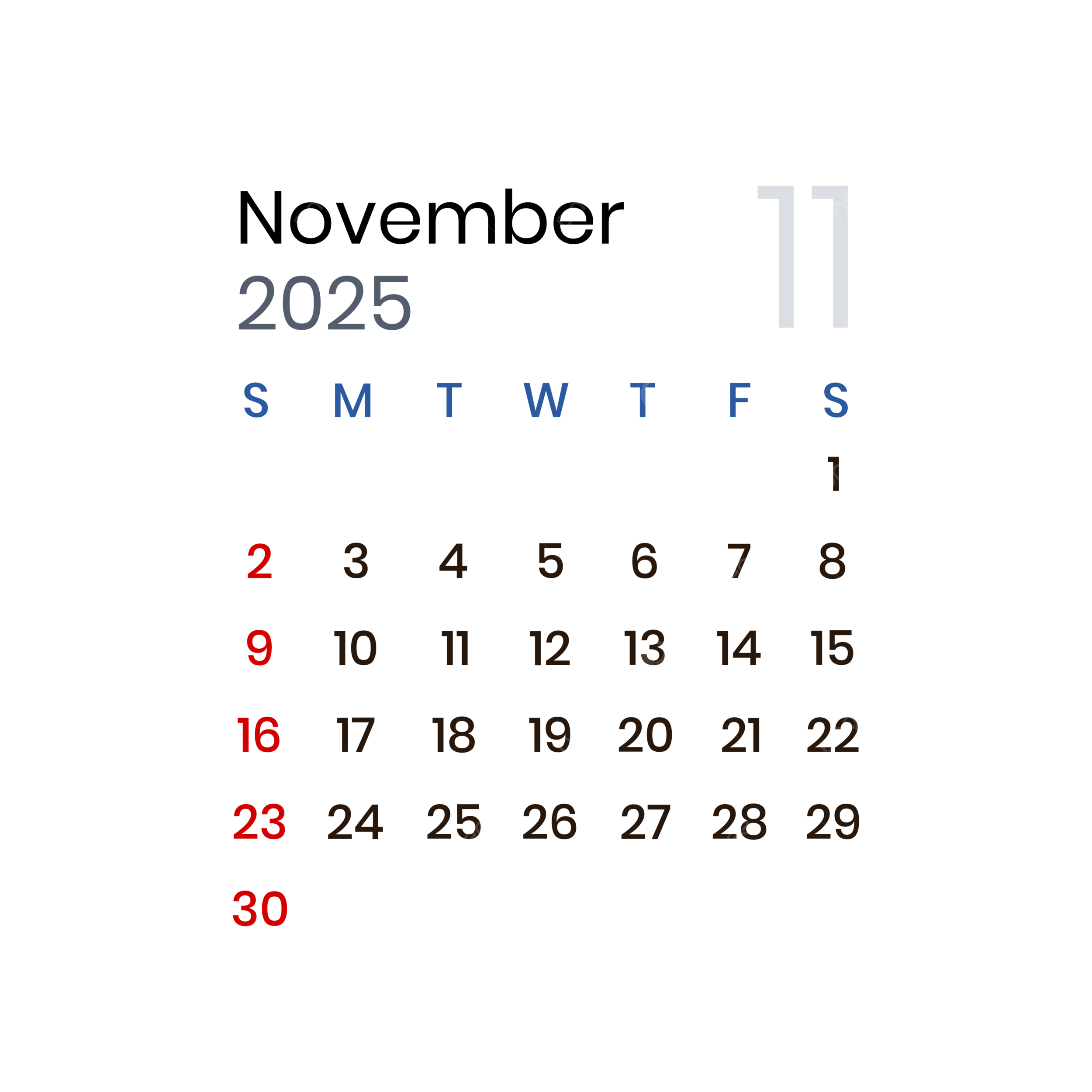 November 2025 Calendar Minimalist Vector November 2025 November 