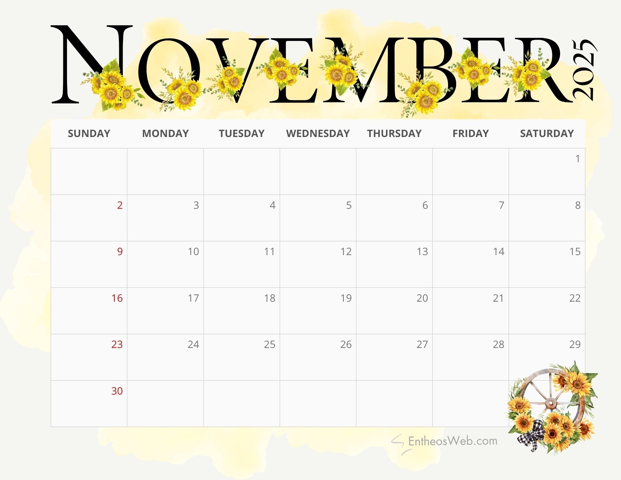 November 2025 Calendar Fun