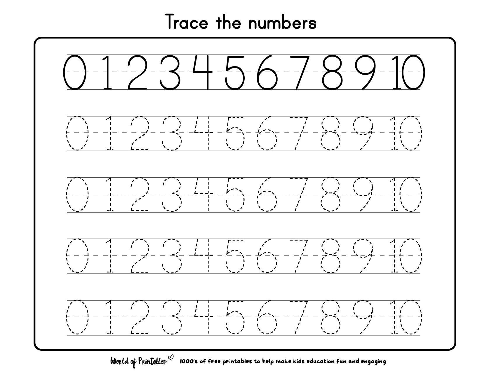 Free Printable Tracing Numbers 1 10