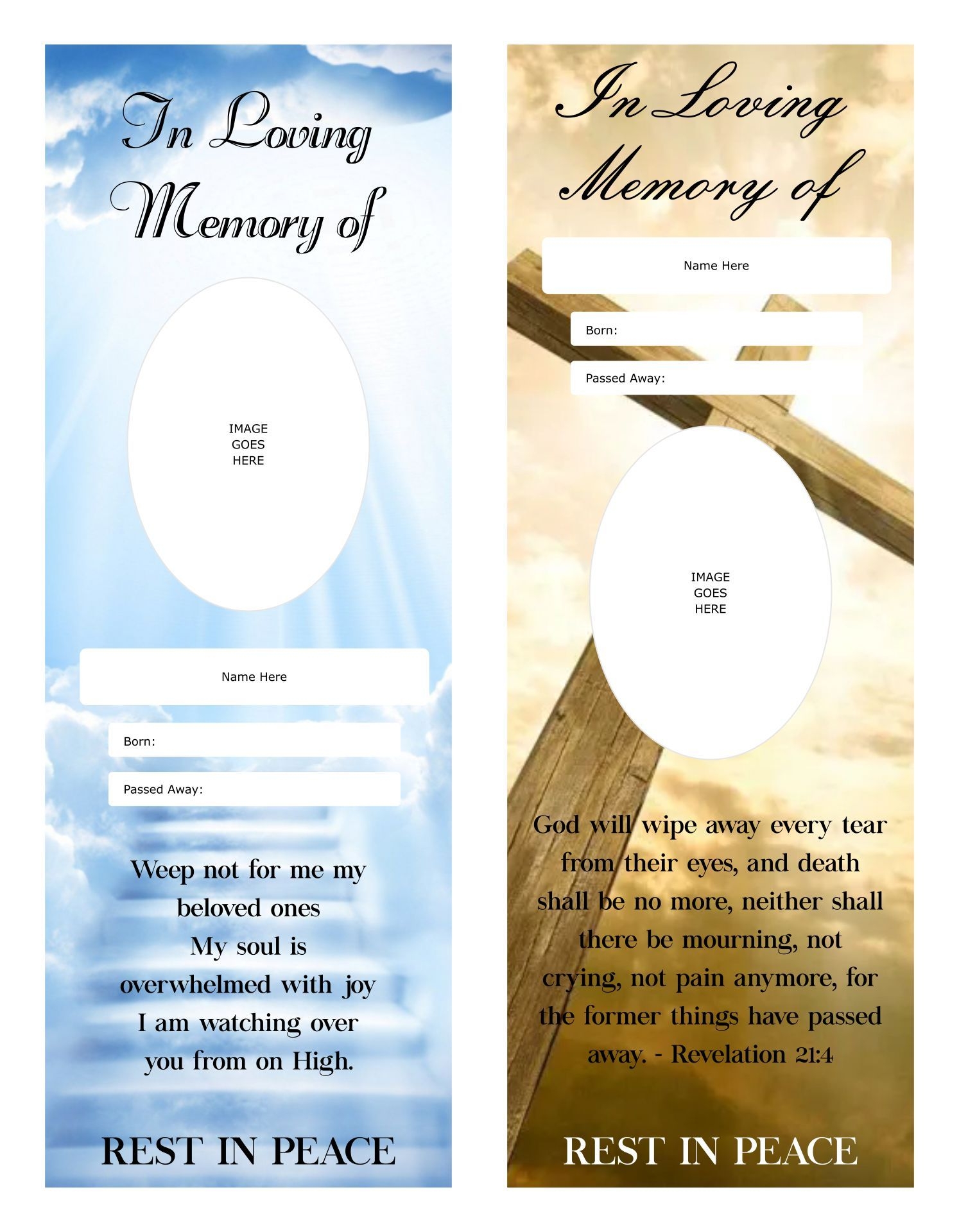 Obituary Bookmarks Free 10 Free PDF Printables Printablee