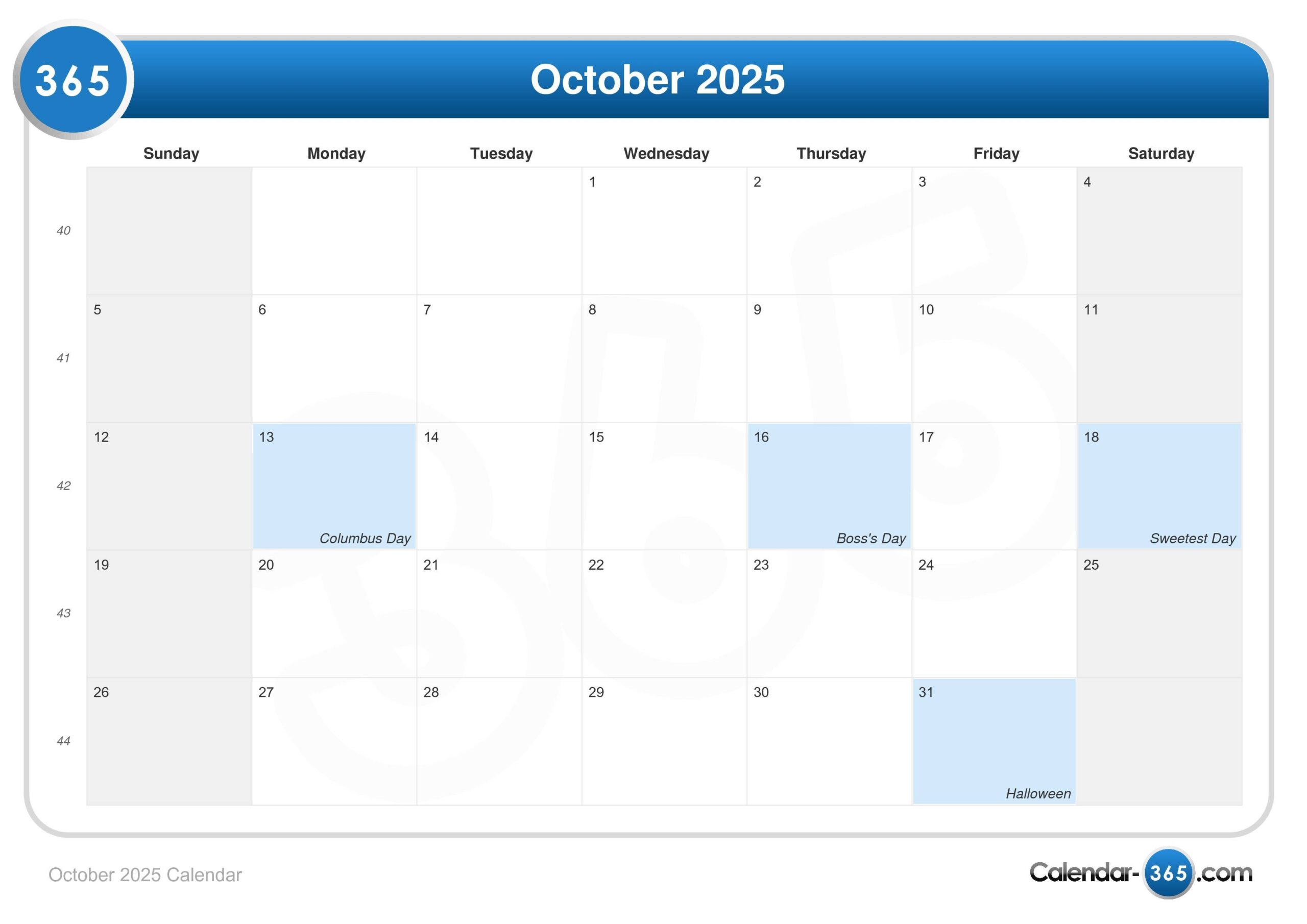 New Orleans Calendar October 2025