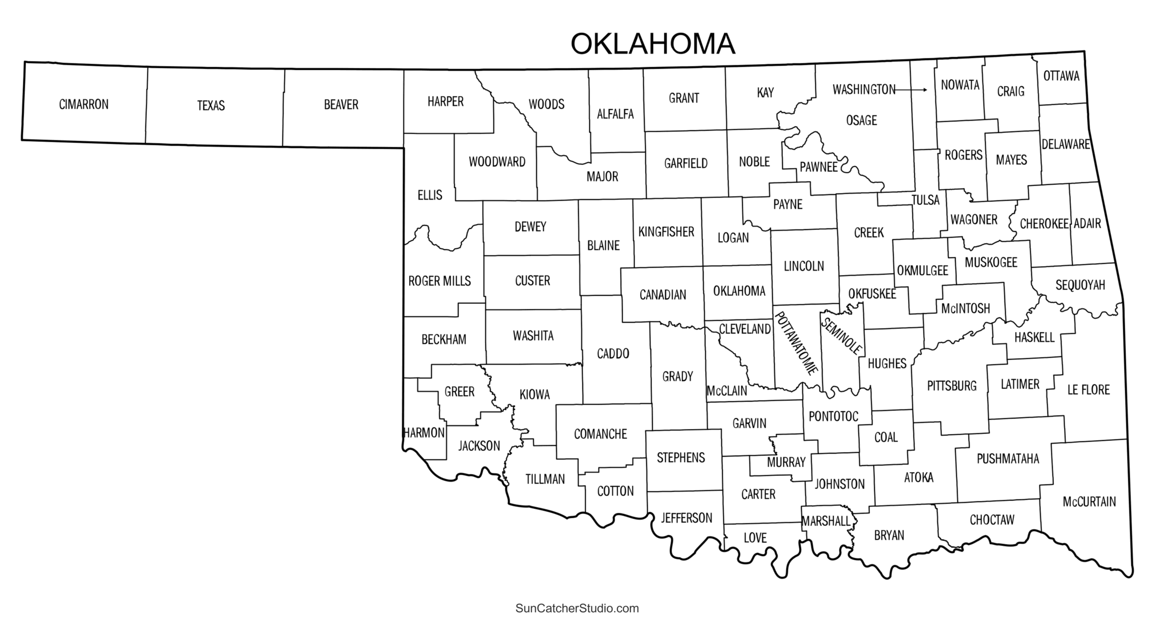 Printable Map Of Oklahoma Counties
