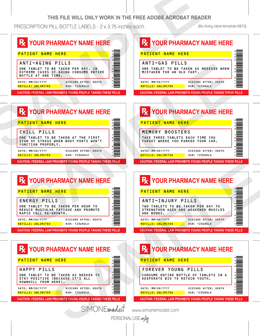 Free Printable Prank Label Templates