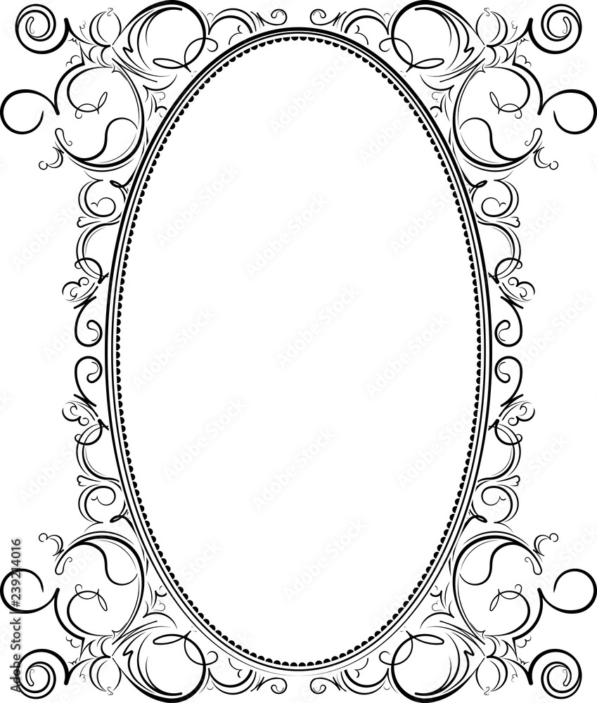 Old Black Oval Frame With A Blank Space For Text Retro Vintage Greeting Card Invitation Or Template For Notes Stock Vector Adobe Stock