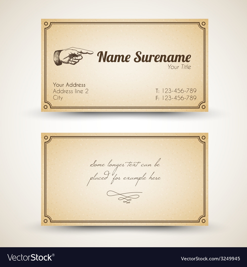 Old style Retro Vintage Business Card Royalty Free Vector