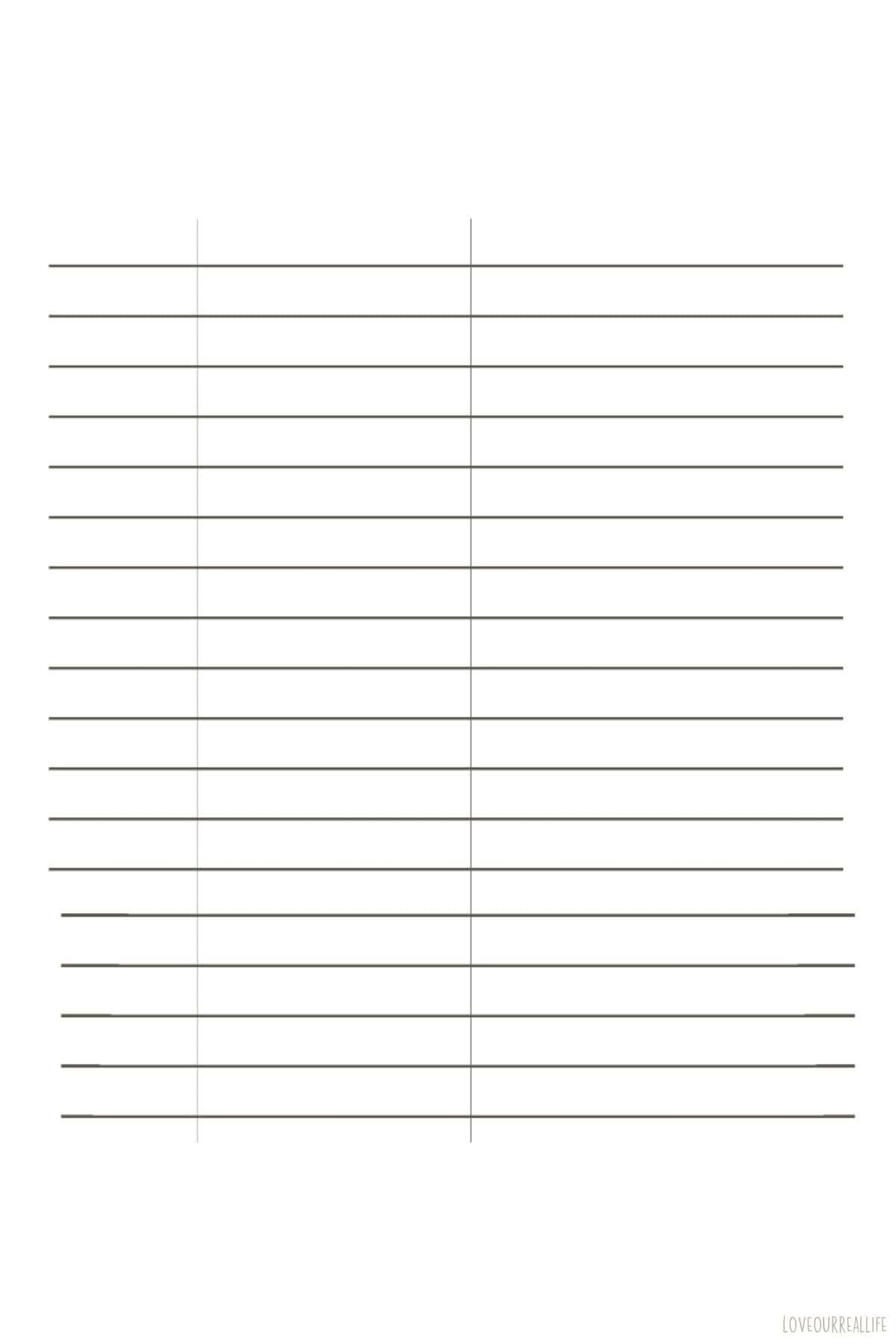 Free Printable Lined Column Templates