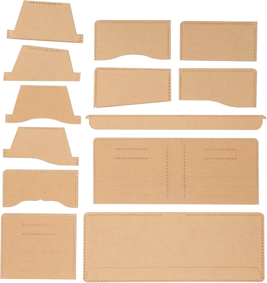 Oumefar DIY Leather Craft Template Acrylic Wallet Template Set 13pcs Transparent Reusable Scratch Resistant DIY Tool