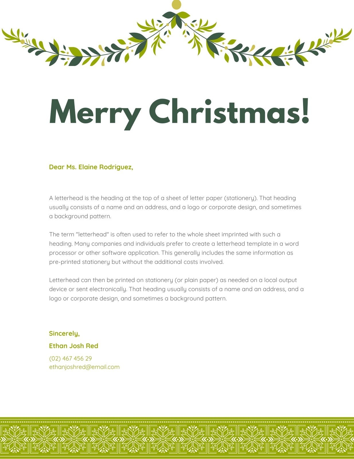 Page 2 Free Printable Christmas Letterhead Templates Canva