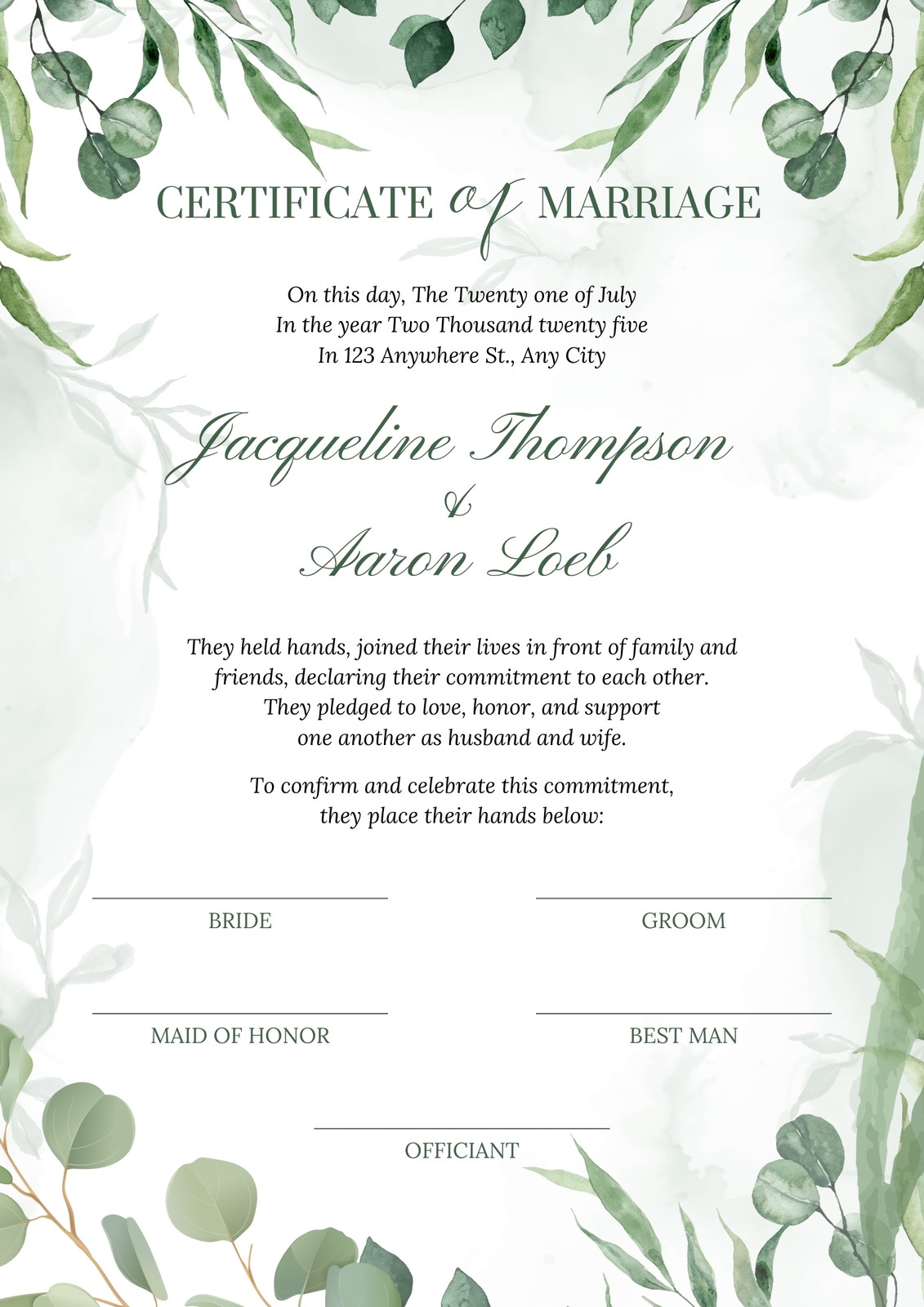 Free Printable Wedding Certificate Templates