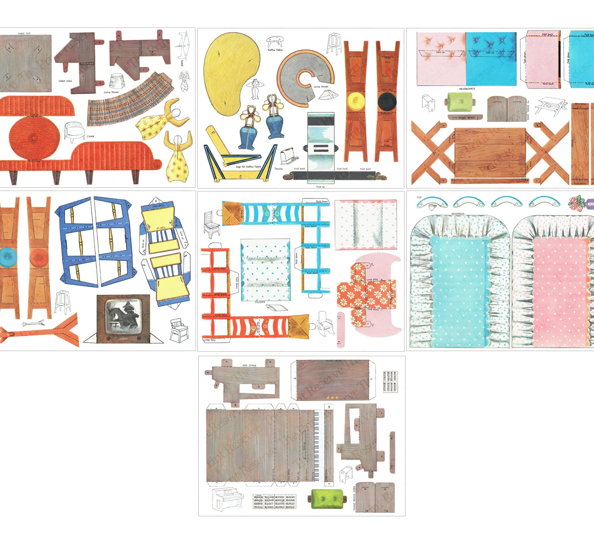 Paper Doll House Furniture Printable Digital Download Image PDF Etsy