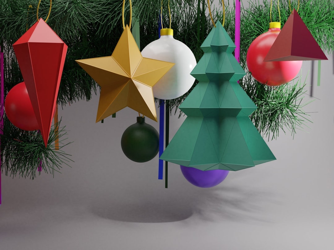 Papercraft Christmas Ornaments Printable Ornaments Papercraft 3D 