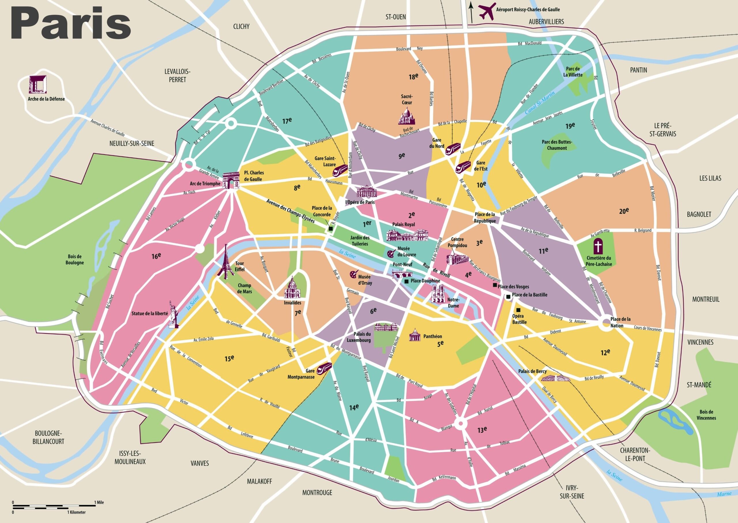 Paris Map For Tourists Printable
