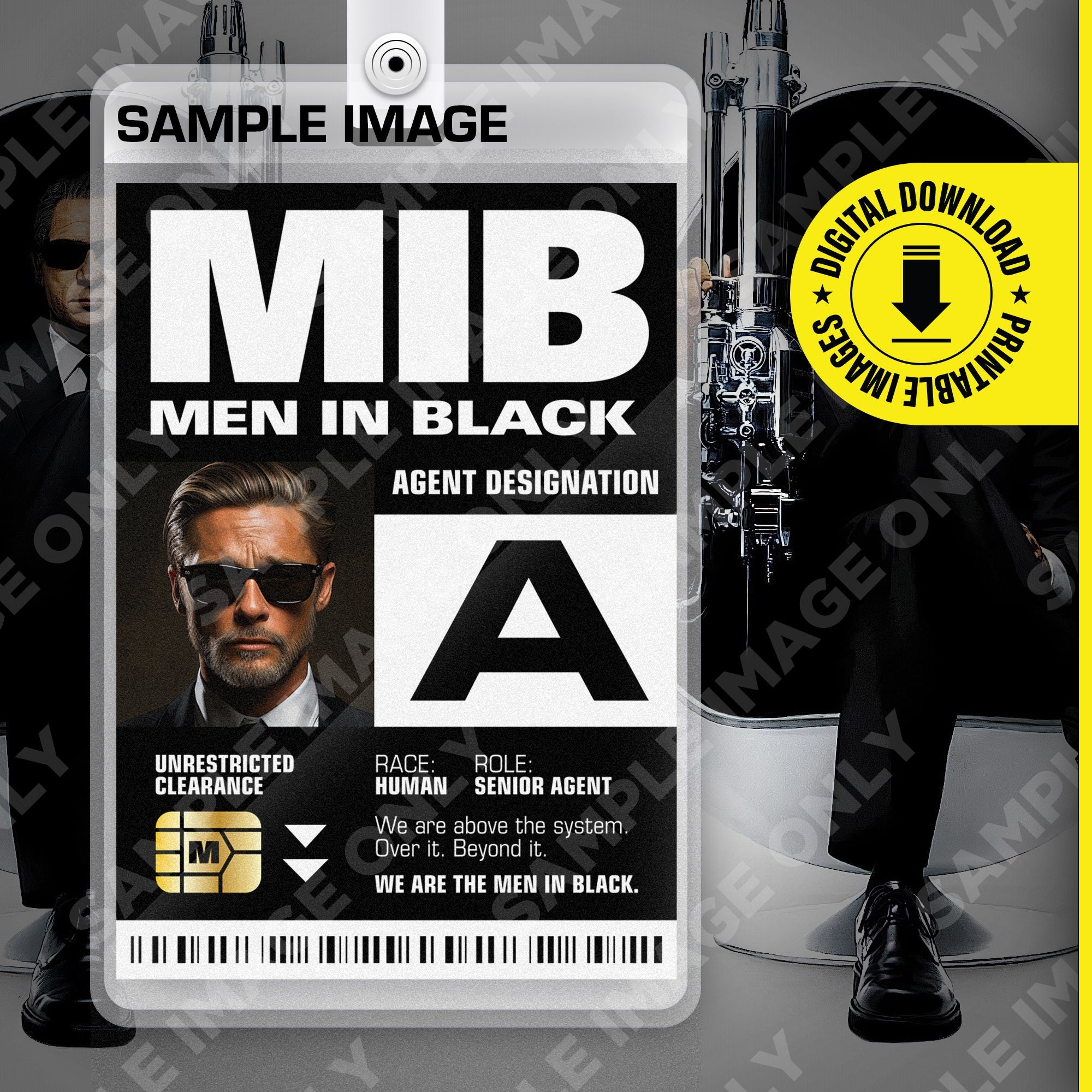 PDF Download Custom MIB Special Agent Men In Black ID Badge Card Halloween Cosplay Costume Name Tag Card Size 2 375 In X 3 375 In Etsy UK