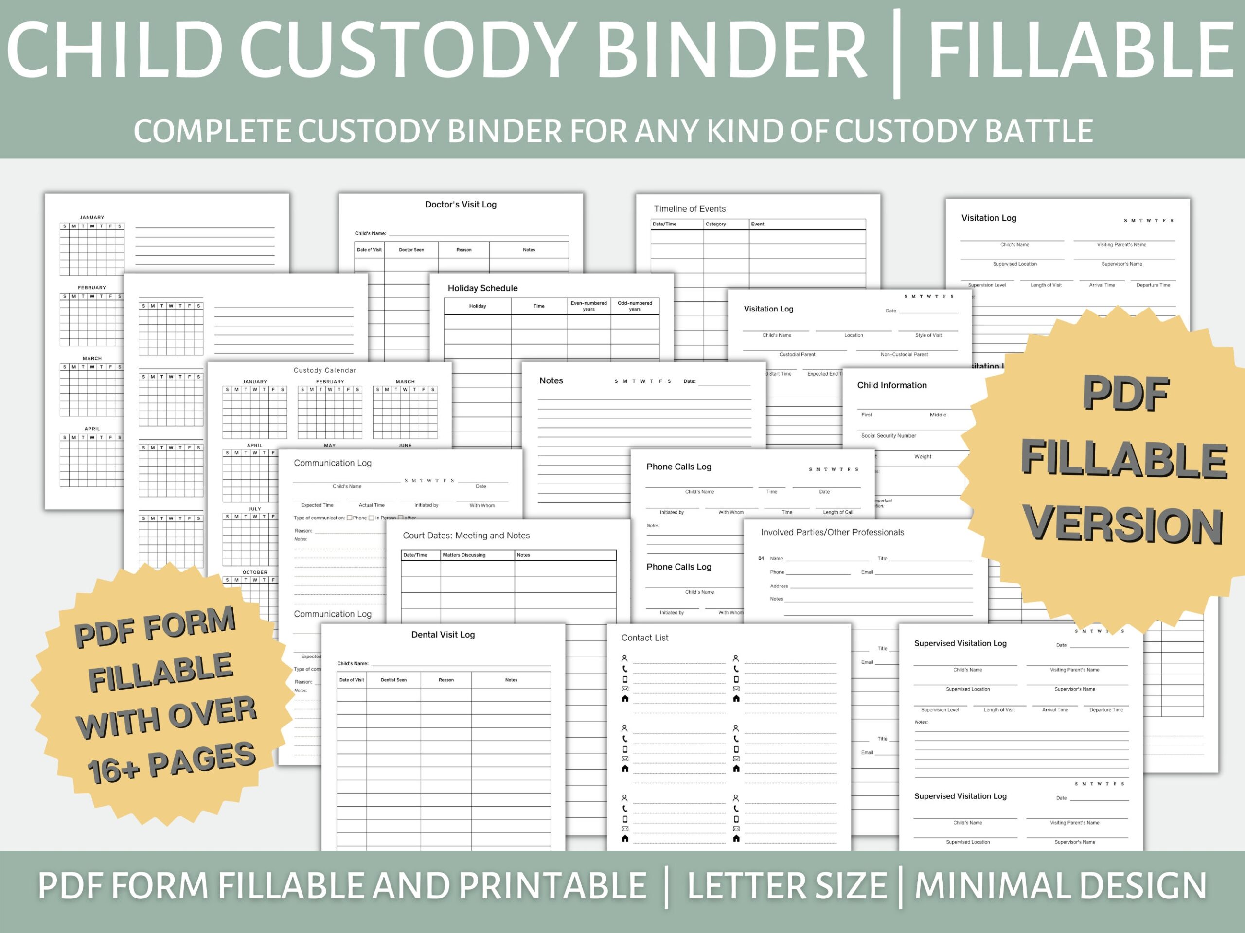 PDF Fillable Child Custody Binder For Any Kind Of Custody Battle PDF Fillable Child Custody Binder For Any Kind Of Custody Battle