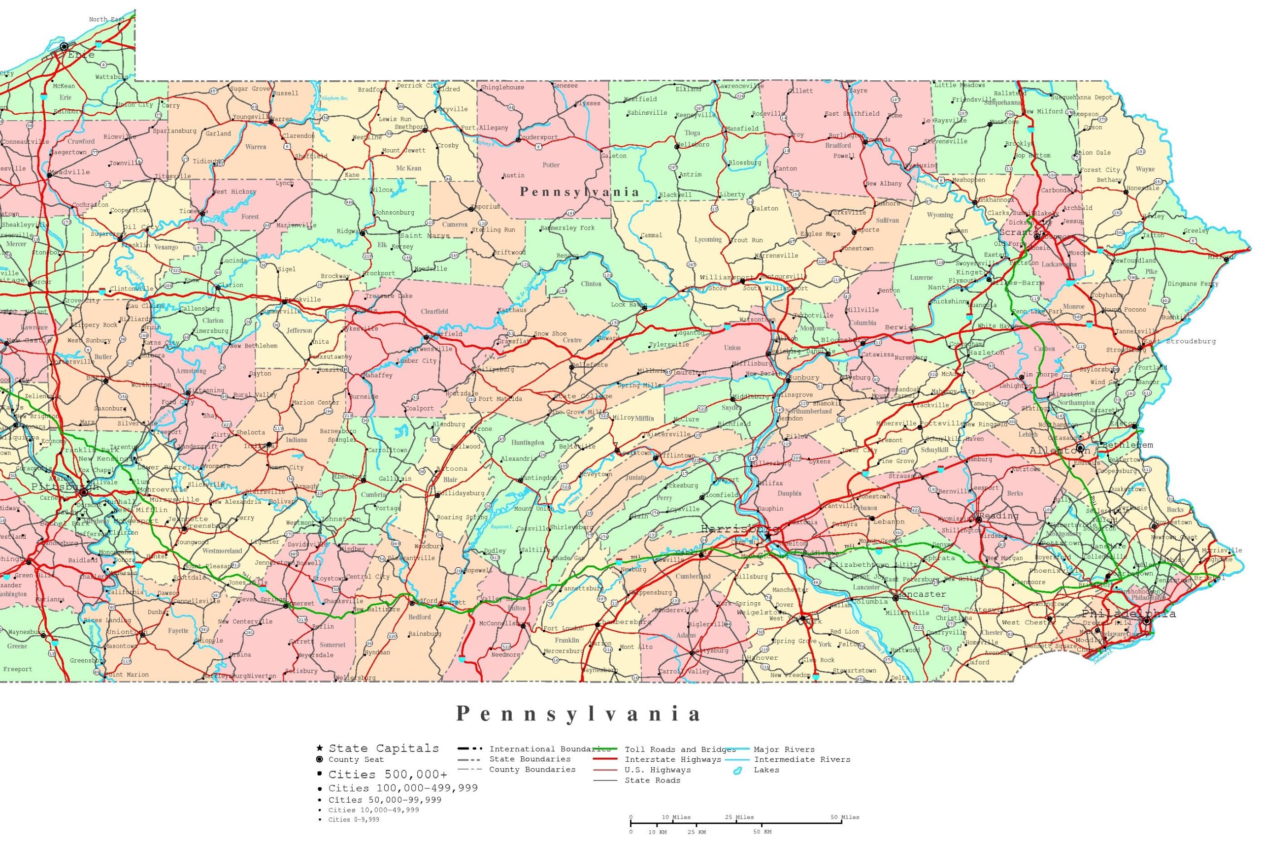 Printable Maps Of Pennsylvania
