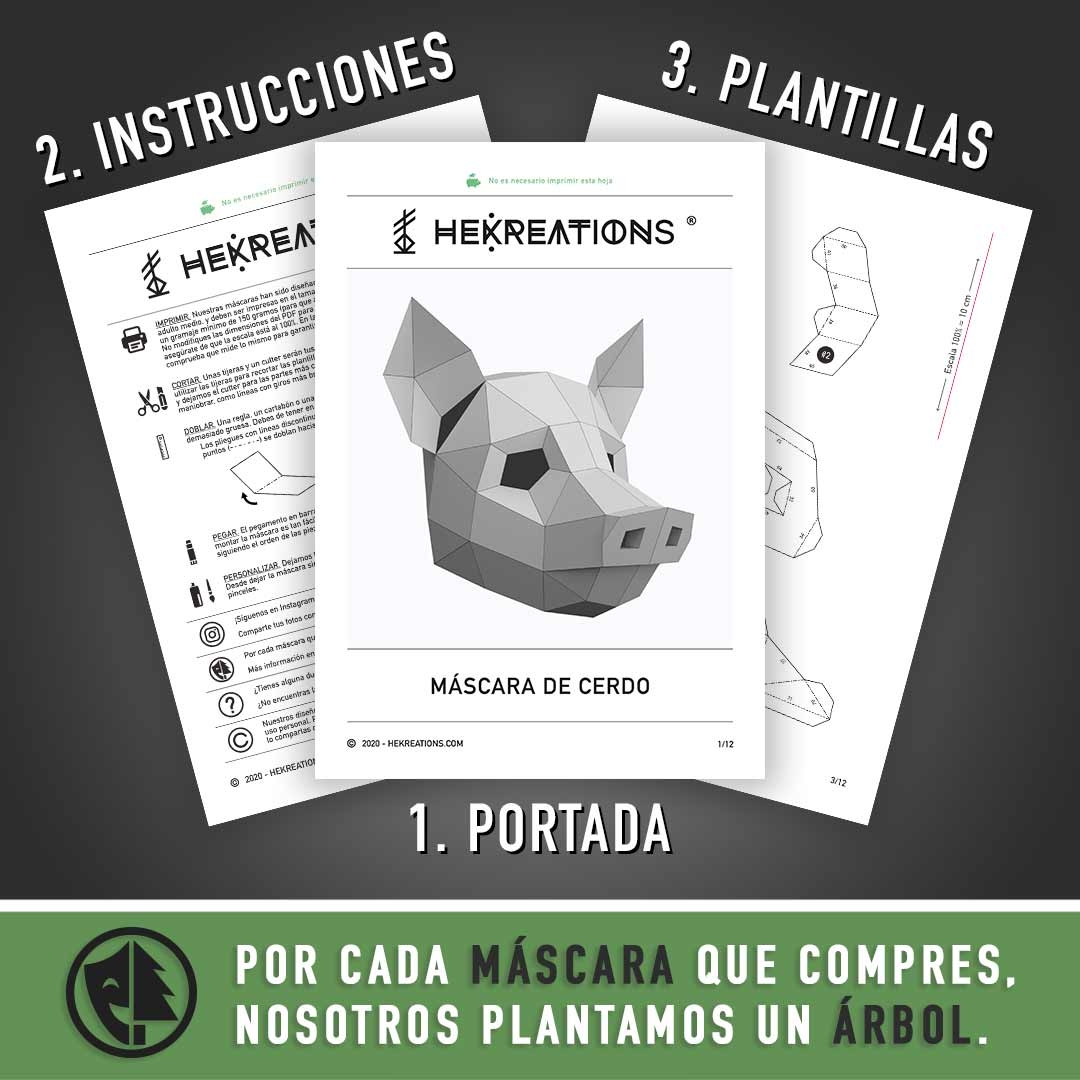 Pig Mask Printable Template Papercraft PDF Pattern