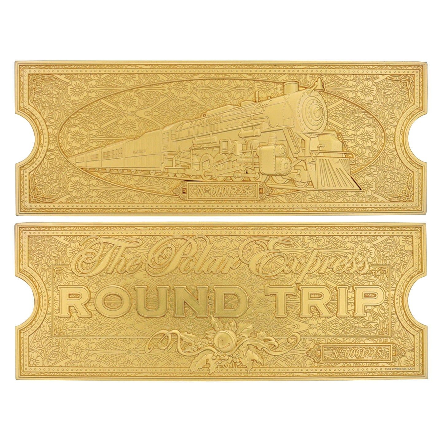 Polar Express Replica Train Ticket 24k Gold Plated Limited Edition Figurine Bg