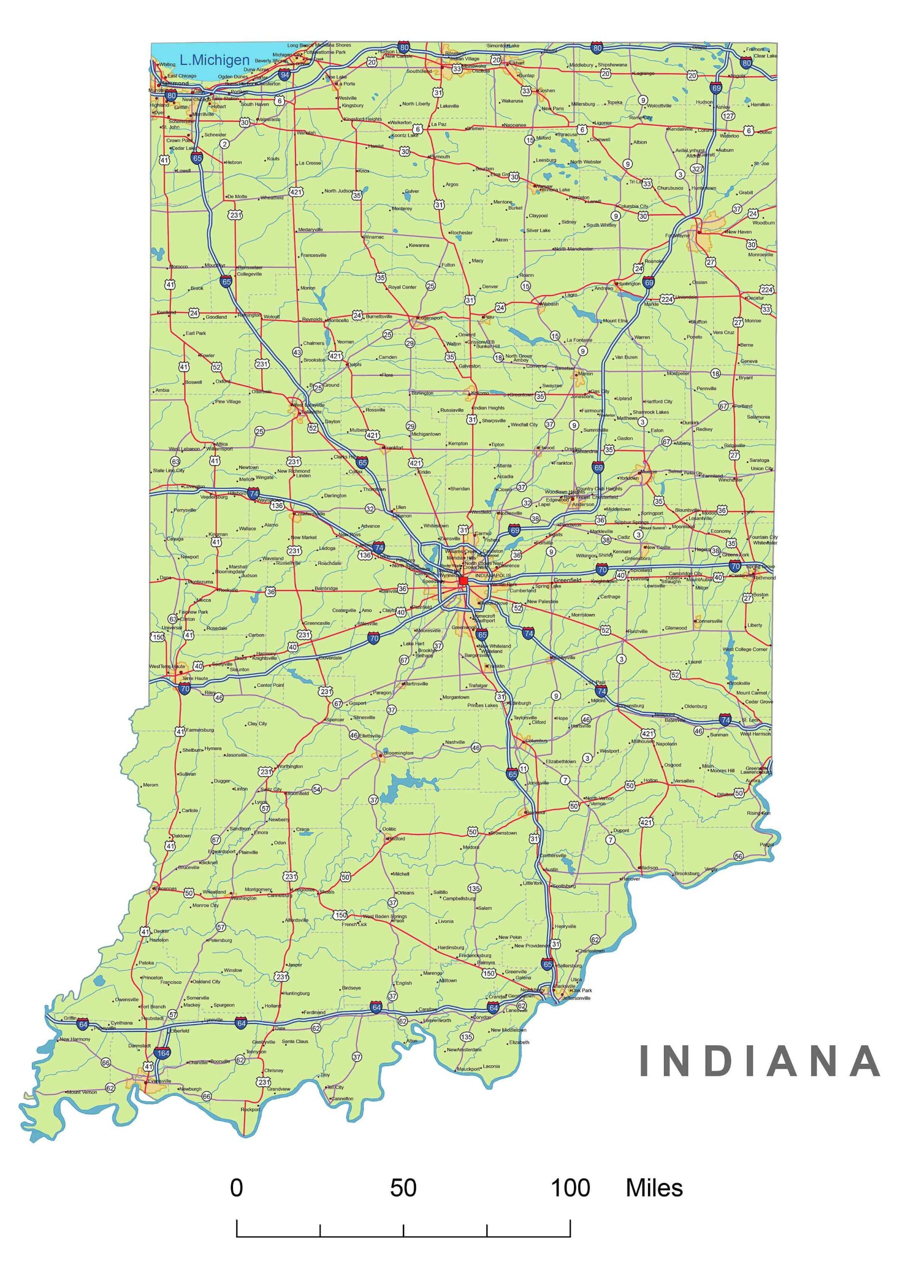 Printable Map Of Indiana