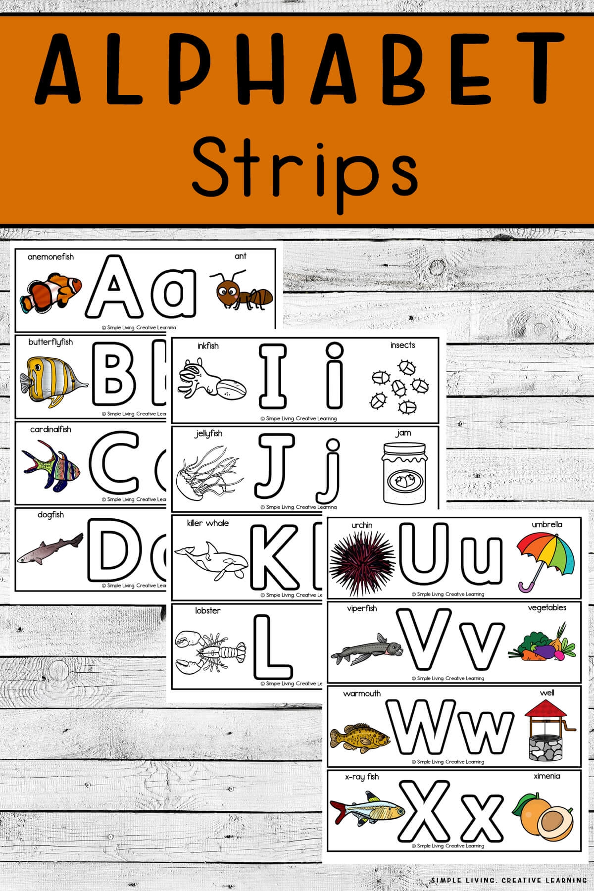 Printable Alphabet Strips Simple Living Creative Learning