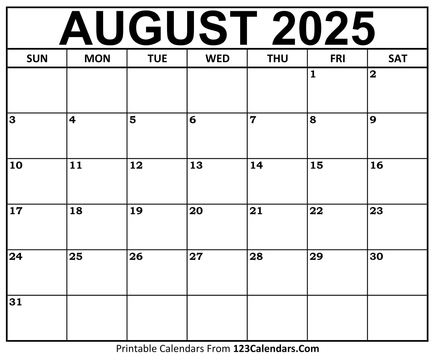 Printable August 2025 Calendar Templates Easy To Download U0026 Print