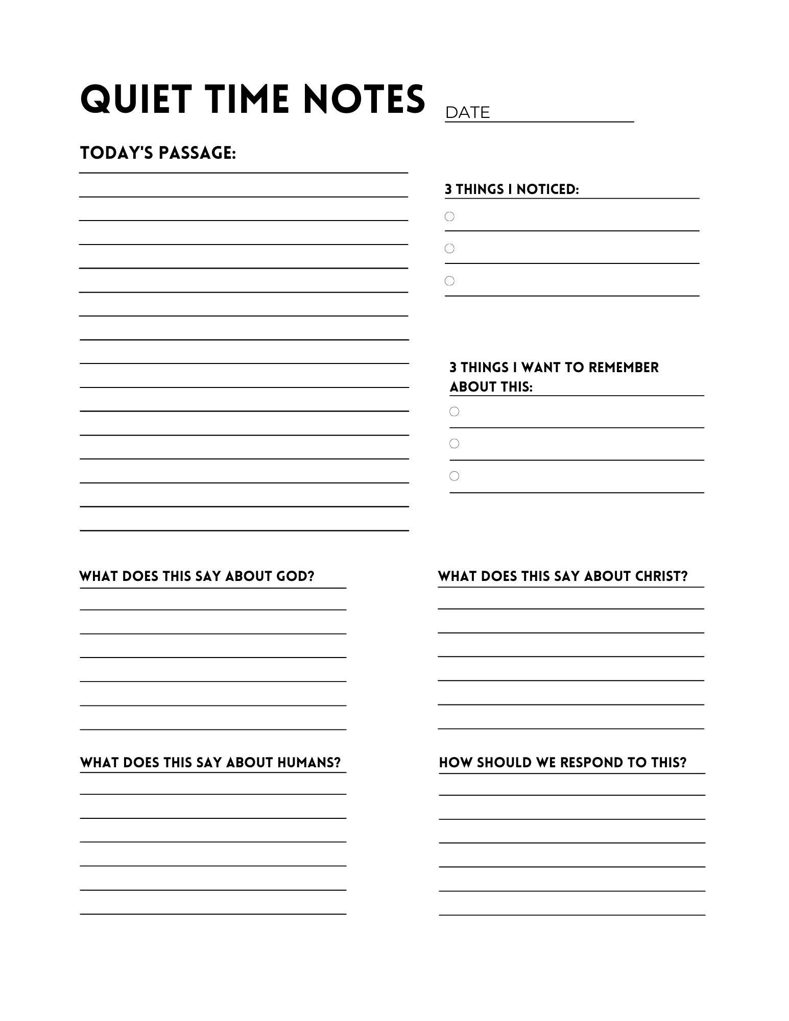 Free Printable Bible Study Templates