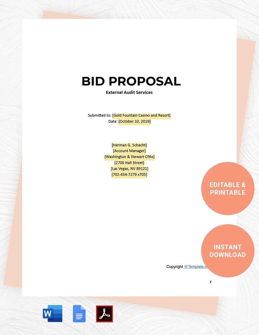 Printable Bid Proposal Template In Word Pages Google Docs Download Template Printable Bid Proposal Template In Word Pages Google Docs Download Template