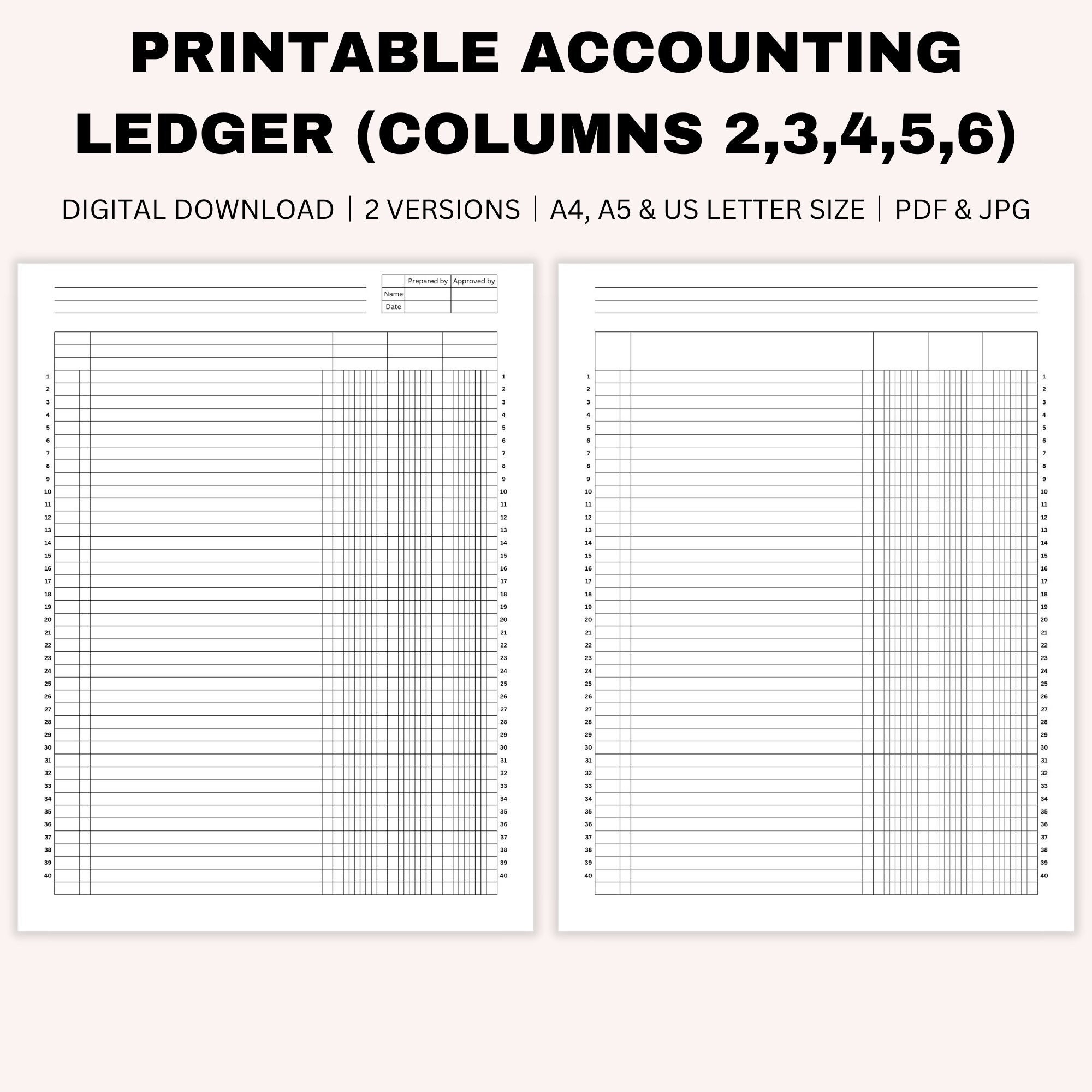 Free Printable Ledger Pages