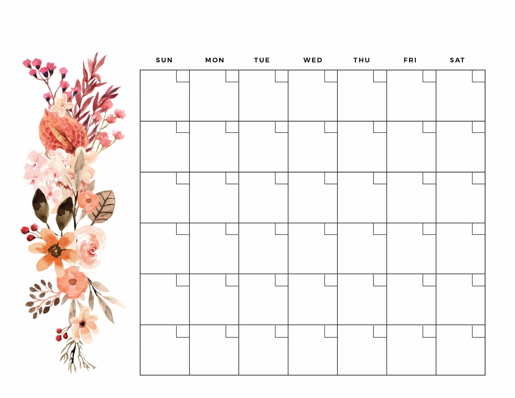 Free Printable Colorful Blank Calendar Free Printable Colorful Blank Calendar