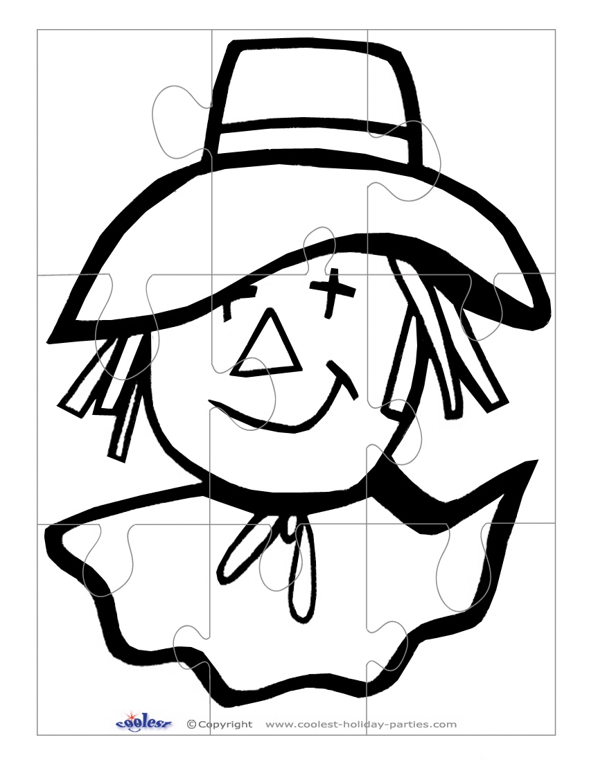 Printable Bu0026W Scarecrow Face Large Puzzle Coolest Free Printables