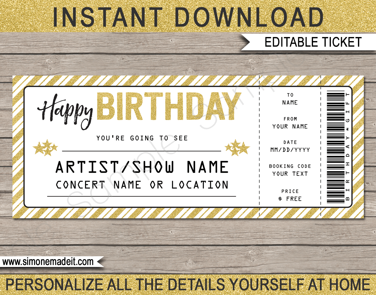 Free Printable Ticket Template Editable