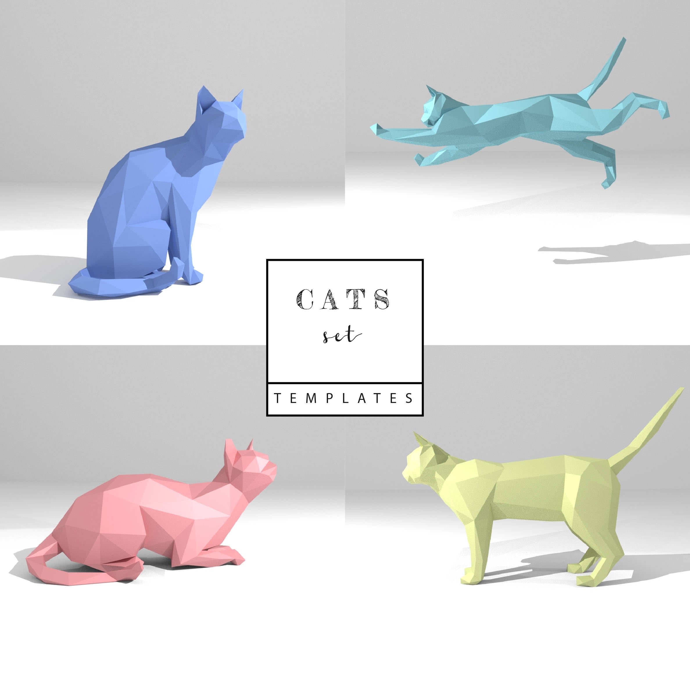 Printable 3d Paper Cat Template Free