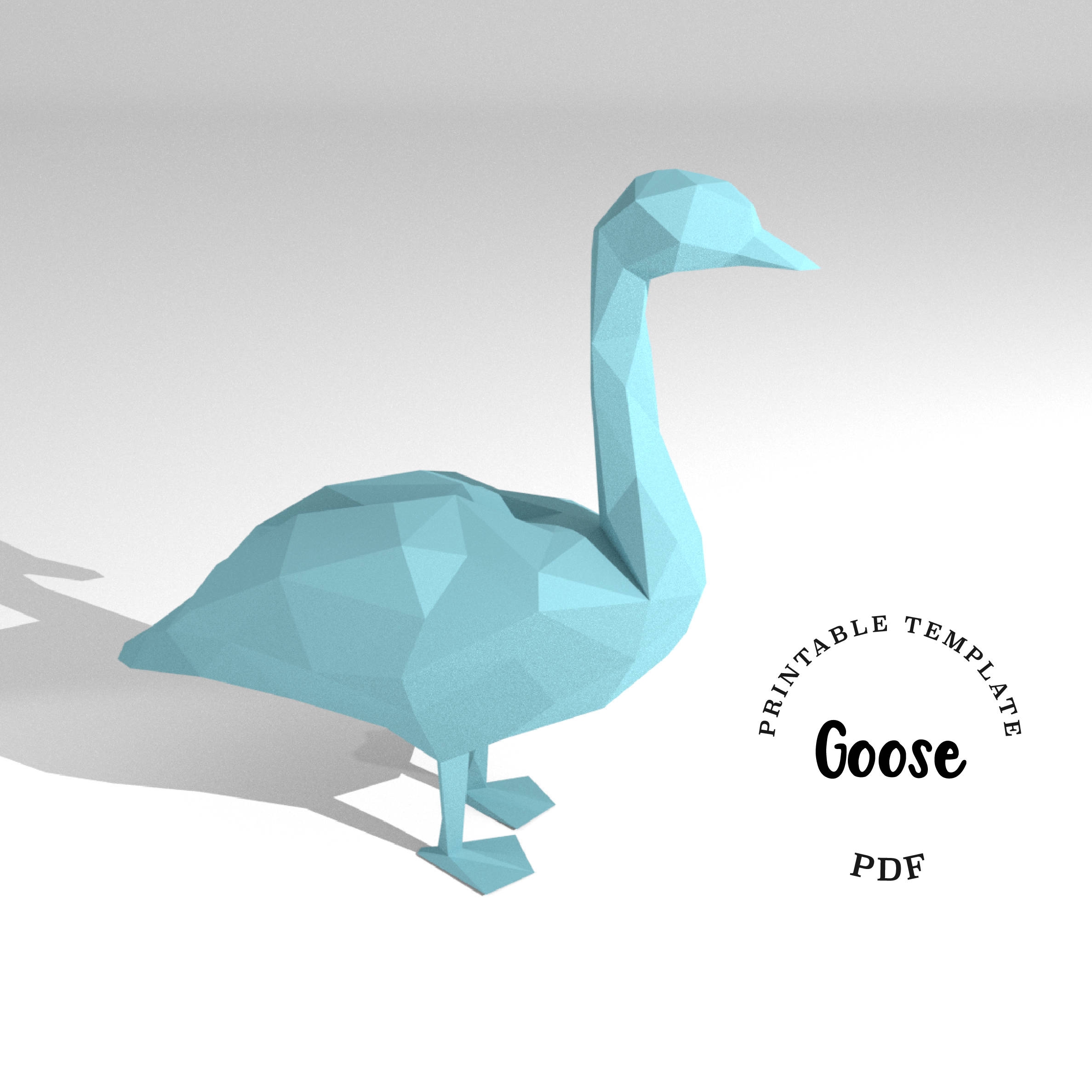 Printable DIY Template PDF Goose Low Poly Paper Model Template 3D Animal Paper Model Origami Papercraft Brain Trainer Etsy