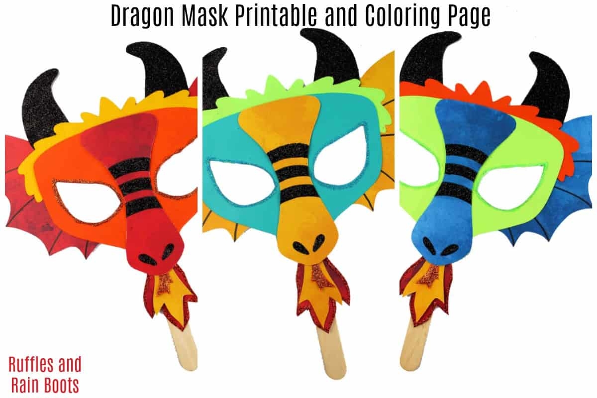 Printable Dragon Mask Coloring Page And Template Ruffles And Rain Boots