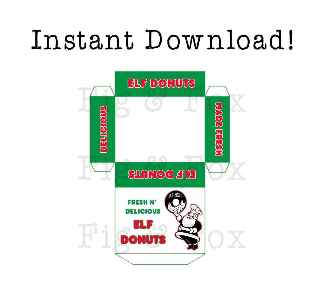 Printable Elf Props Donut Box Etsy