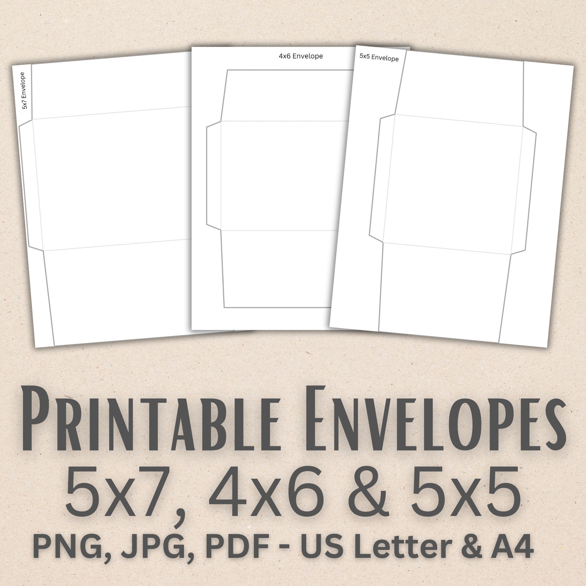 Printable Envelope Templates 5x7 4x6 5x5 PNG JPG And Pdf Envelope Templates A7 A6 Square Envelope Tapered Square Flap Envelope Etsy Canada