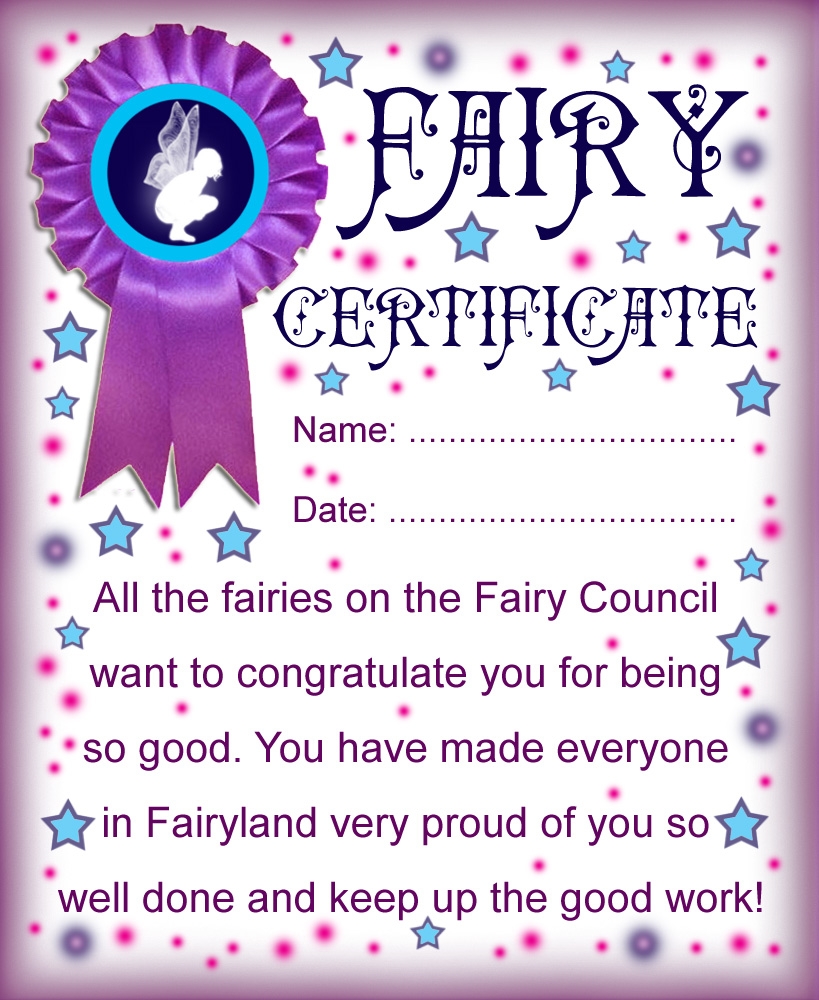 Printable Fairy Certificate Well Done For Being Good Rooftop Post Printables