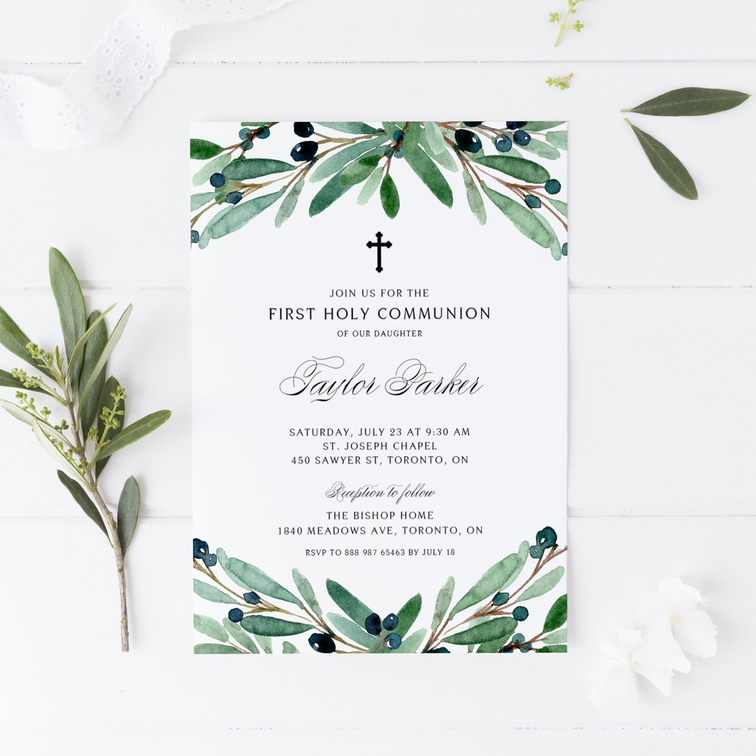 Printable Blank Holy Communion Invitation Template