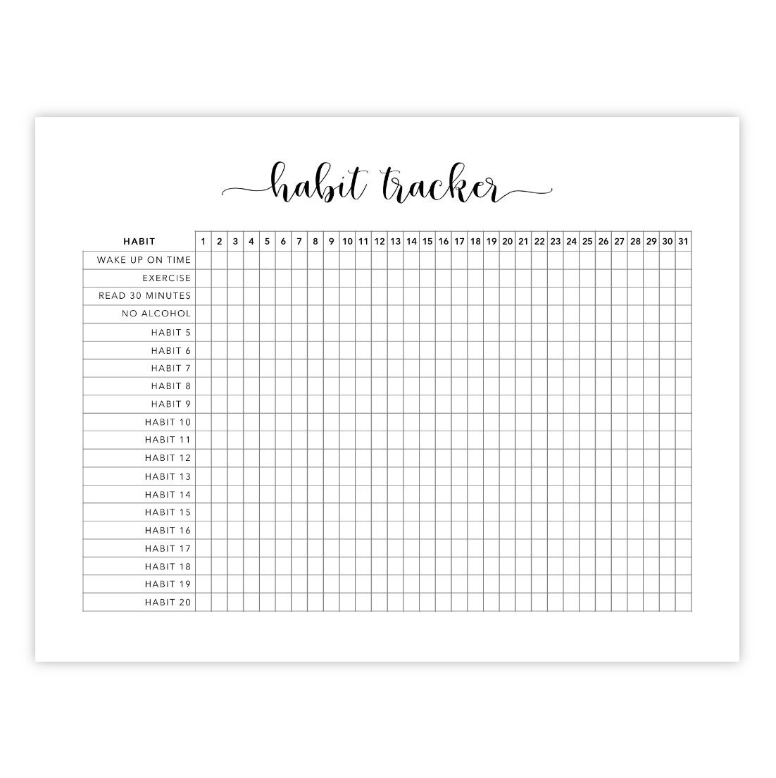 Printable Habit Tracker Habit Tracking PDF Habit Printable Daily Habit Tracker Monthly Habit Tracker Habit Tracker Download Etsy