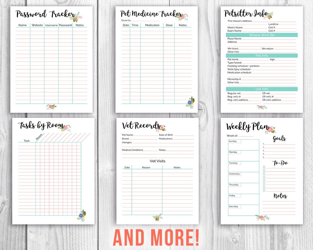 Printable Home Management Binder Floral