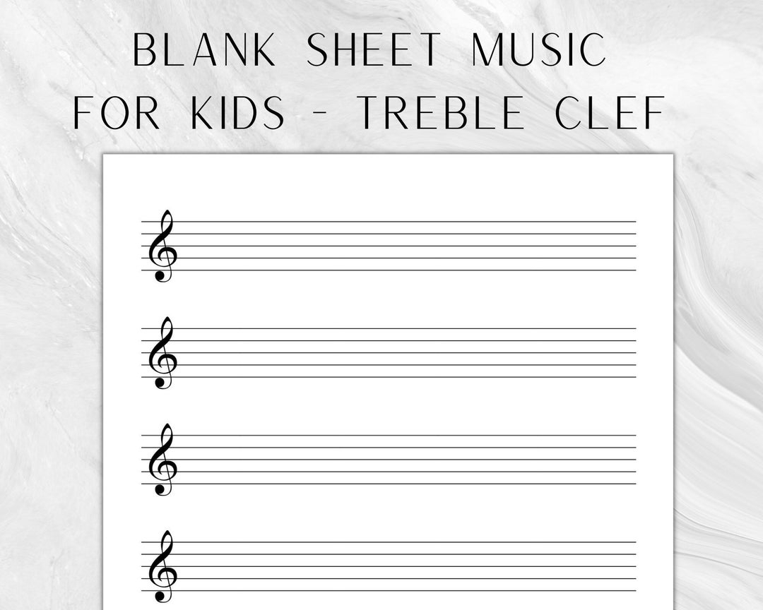 Printable Kids Sheet Music Blank Music Paper Treble Clef Music Sheets For Kids Music Manuscript Write Own Music Template Staff Paper Violin Etsy