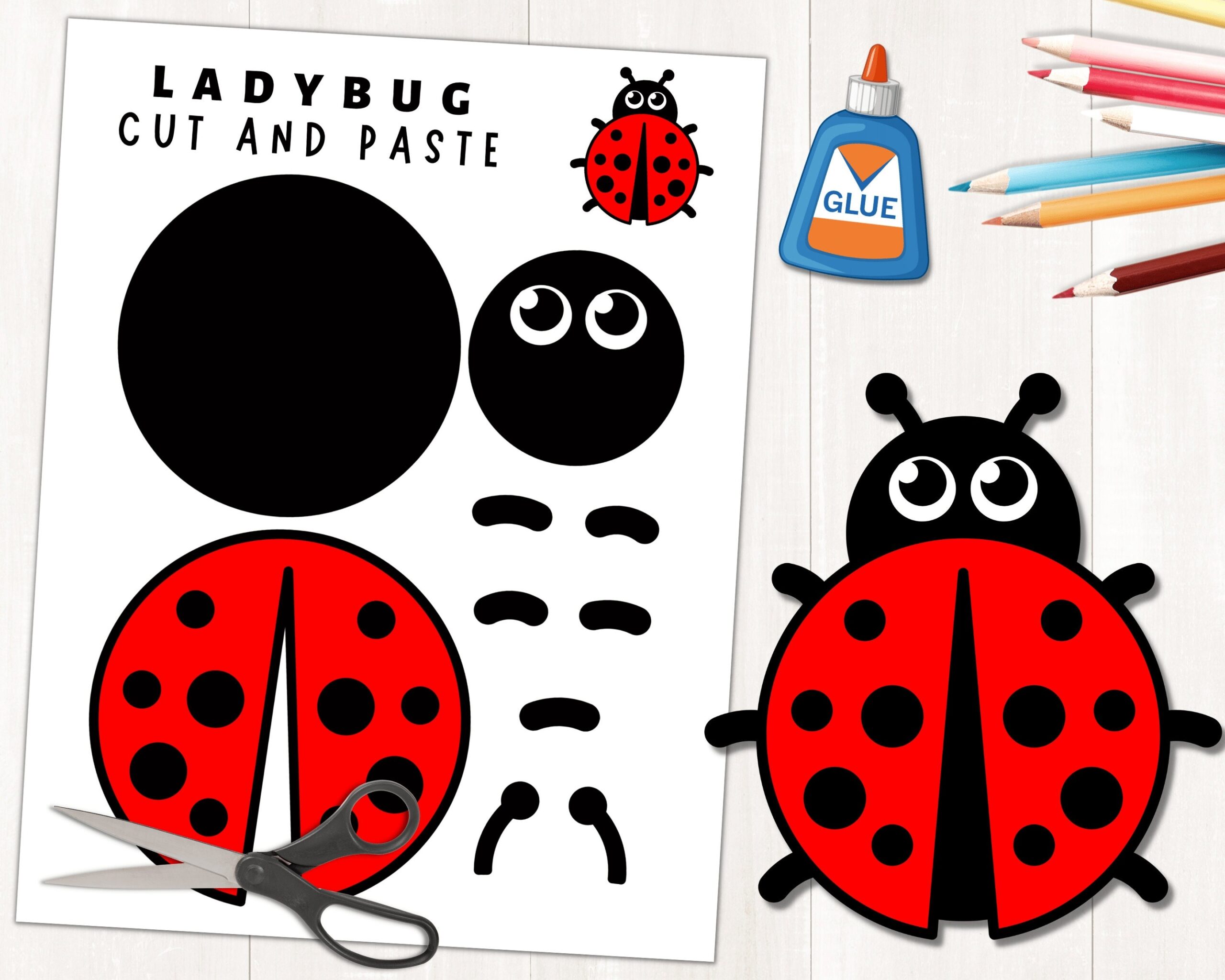 Printable Ladybug Craft Template For Kids Spring Activity Insect Craft Color Cut And Glue Build A Paper Ladybug Digital Download Etsy