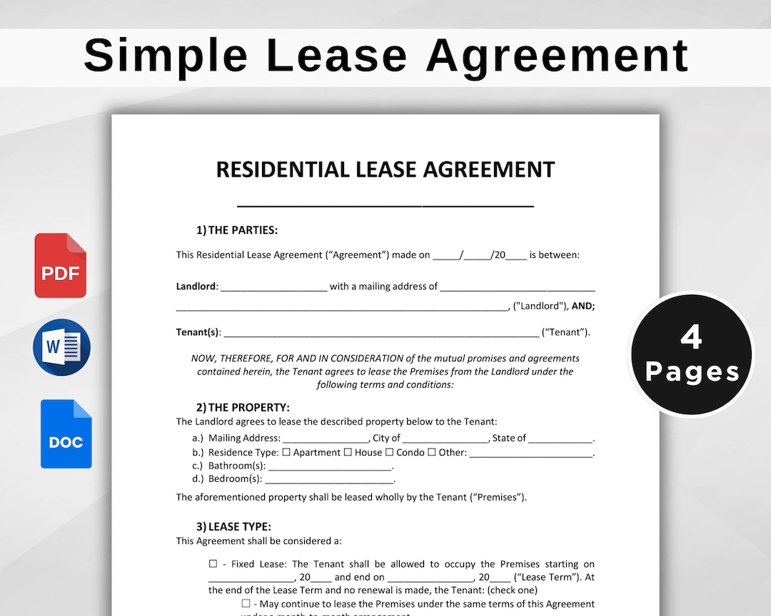 Pdf Free Printable Lease Agreement